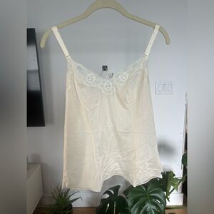 Vintage Womens OLGA Cream* Lace Cami Tank Top